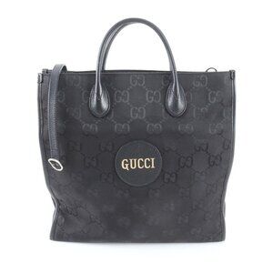 Gucci Beige the Grid GG Leather Tote Bag Black